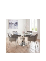 LittleWoods Very Home Alice Glass Top Dining Table + 4 Alisha Chairs - Chrome/Grey