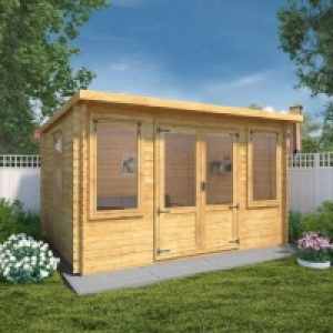 RobertDyas  Mercia 4m x 3m Pent Log Cabin - 19mm