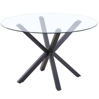 Homebase  Ludlow Round Glass Dining Table - Charcoal