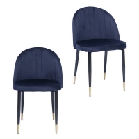 Homebase  Illona Velvet Dining Chairs - Set of 2 - Navy
