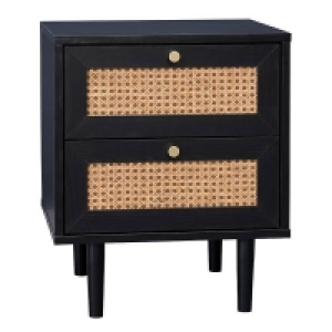 Homebase  Kubu Rattan 2 Drawer Side Table - Black