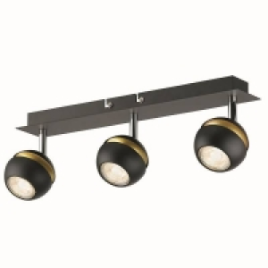 Homebase  Austin 3 Lamp Spotlight Bar - Black & Gold