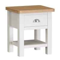 QDStores  Jasmine Side Table Oak White 1 Shelf 1 Drawer