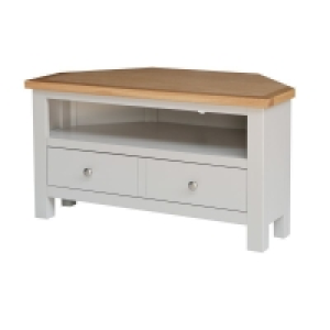 QDStores  Lucerne TV Unit Oak Light Grey 1 Shelf 1 Drawer