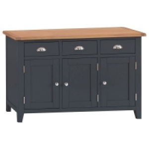 QDStores  Aurora Midnight Large Sideboard Oak 3 Doors 3 Drawers