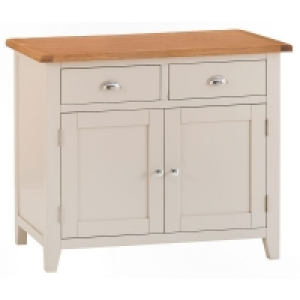 QDStores  Aurora Mist Sideboard Oak Light Grey 2 Doors 2 Drawers