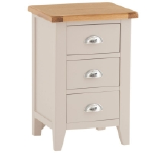 QDStores  Aurora Mist Bedside Table Oak Light Grey 4 Drawers