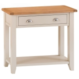 QDStores  Aurora Mist Console Table Oak Light Grey 1 Shelf 1 Drawer