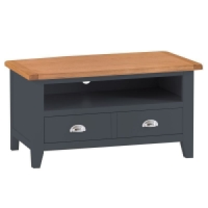 QDStores  Aurora Midnight TV Unit Oak 1 Shelf 1 Drawer