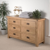 QDStores  Cotswold Oak Large Chest of drawers Natural 6 Drawers