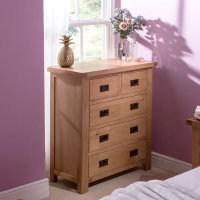 QDStores  Cotswold Oak Chest of drawers Natural 5 Drawers