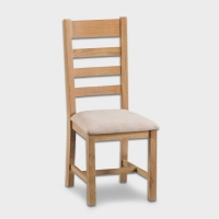 QDStores  Cotswold Oak Dining Chair Wood & Fabric Natural
