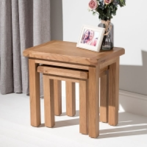 QDStores  Cotswold Oak Nest of Tables Natural