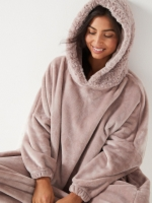 LittleWoods V By Very Oversized Robe Hoodie with Teddy Hood - Mink