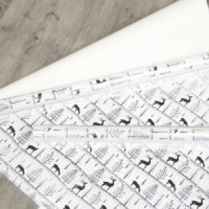 InExcess  White & Silver Wrapping Paper Roll Deer in Forest - 3m