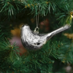 InExcess  Silver Beaded Bird Decorations Set of 6