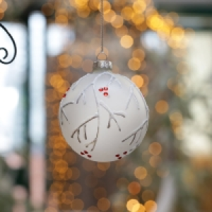 InExcess  Luxury Hand Decorated Frosted Branch Glass Bauble Set of 6