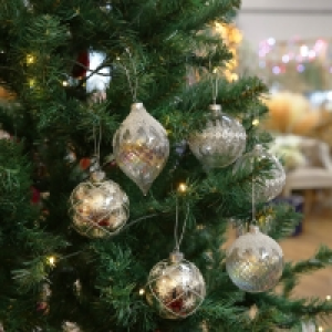 InExcess  Luxury Silver Shimmer Baubles Assorted Set of 6