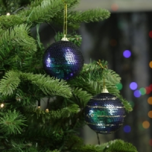 InExcess  Peacock Iridescent Sequin Large Baubles Set of 2