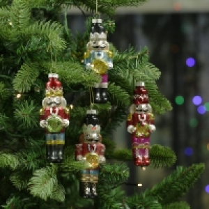 InExcess  Nutcracker Glass Hanging Decorations - Set of 4