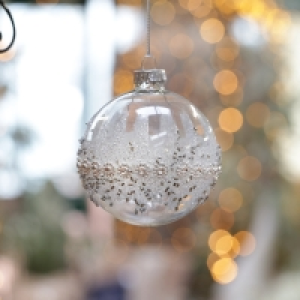 InExcess  Luxury Silver Glitter Glass Baubles Set of 6