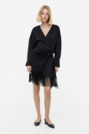 Fringe-trimmed satin wrap dress £23.00