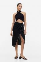 HM  Linen-blend wrapover skirt