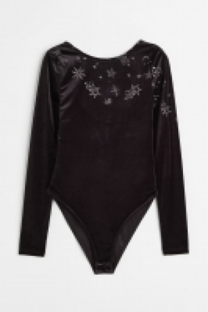 Glittery print-motif velour body £9.00