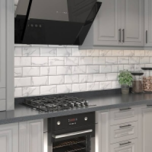 Metro Carrara Marble Bevelled Ceramic Wall Tile 100 x 200mm £6.00