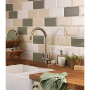 Metro Cream Bevelled Ceramic Wall Tile 100 x 200mm £6.00