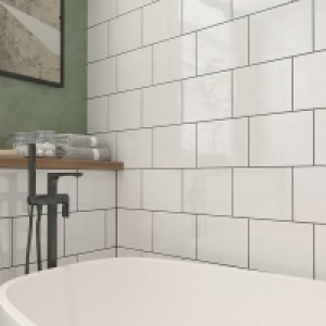 Plain White Ceramic Wall Tile 250 x 200mm - 1 sqm Pack £15.00