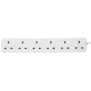 Homebase  Arlec 6 Socket Extension Lead 1m White