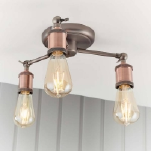 Homebase  Henrik 3 Light Semi Flush Ceiling Light - Pewter