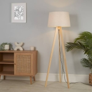 Homebase  The Wooden Tripod Floor Lamp