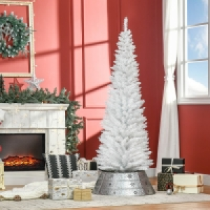 QDStores  6ft Christmas Tree Artificial - White Slim 391 Tips