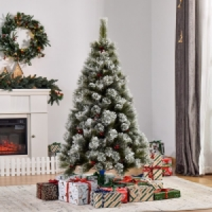 QDStores  5ft Christmas Tree Artificial - White Frosted Green 184 Tips