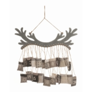 QDStores  Antler Advent Calendar Christmas Decoration Grey - 61cm