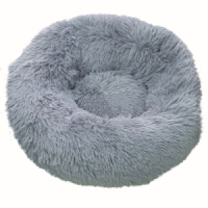 QDStores  Grey Fluffy Donut Pet Bed 50cm