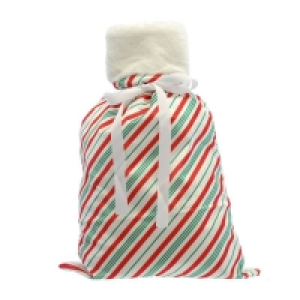 QDStores  Christmas Sack Red & Green with Striped Pattern - 70cm