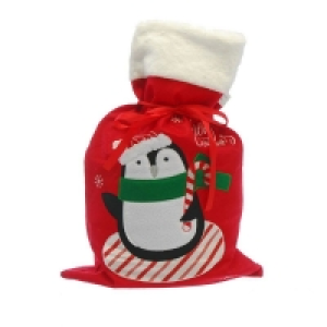 QDStores  Christmas Sack Red with Penguin Pattern - 70cm