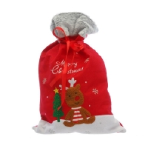 QDStores  Christmas Sack Red with Reindeer Pattern - 70cm