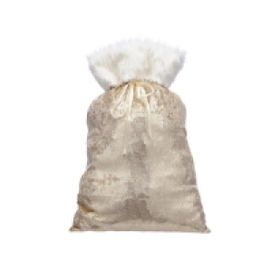 QDStores  Christmas Sack Gold with Sequin Pattern - 70cm