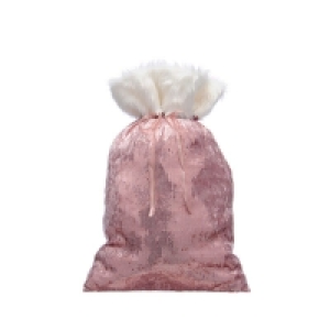 QDStores  Christmas Sack Pink with Sequin Pattern - 70cm