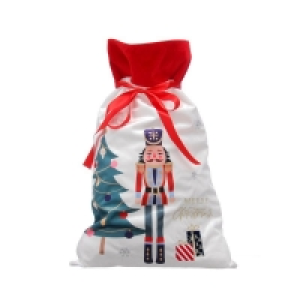 QDStores  Christmas Sack White & Red with Nutcracker Pattern - 70cm