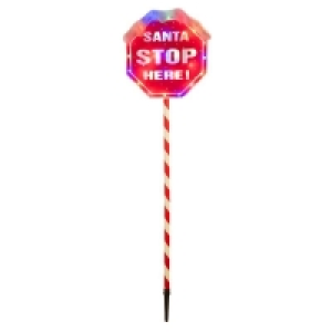 QDStores  30 LED Multicolour Santa Stop Here Stake Lights 110cm