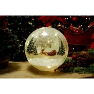 QDStores  Crackle Effect Christmas Light Ball Warm White Indoor 15 LED