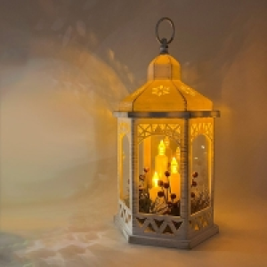 QDStores  White 3 Candles LED Lantern 18x16x33