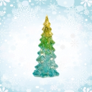 QDStores  LED Christmas Blue And Green Glass Tree - 31cm