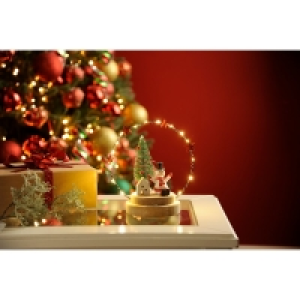 QDStores  LED Christmas Wire Ring With Snowman On Base - 19cm