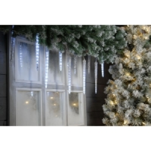 QDStores  String Icicle Christmas Lights White Outdoor 120 LED - 1.8m